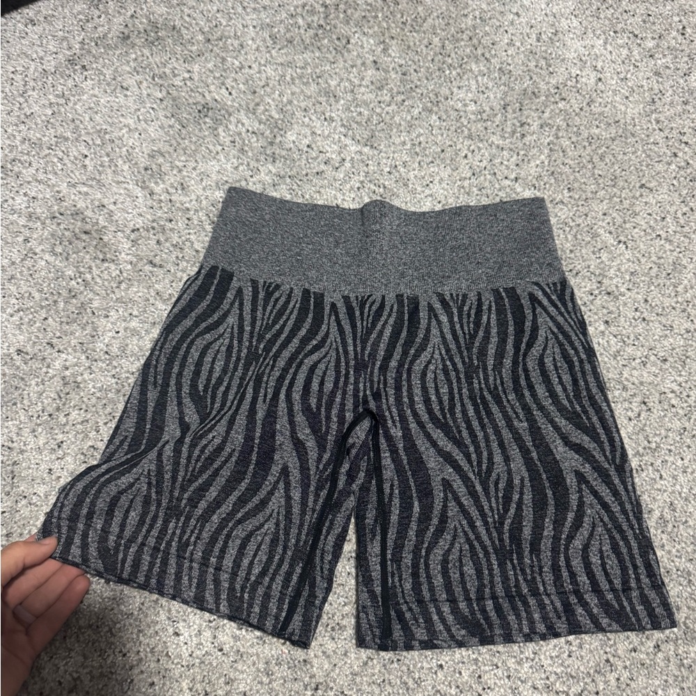 NVGTN Women's Black and Gray Zebra-Print Bike Shorts